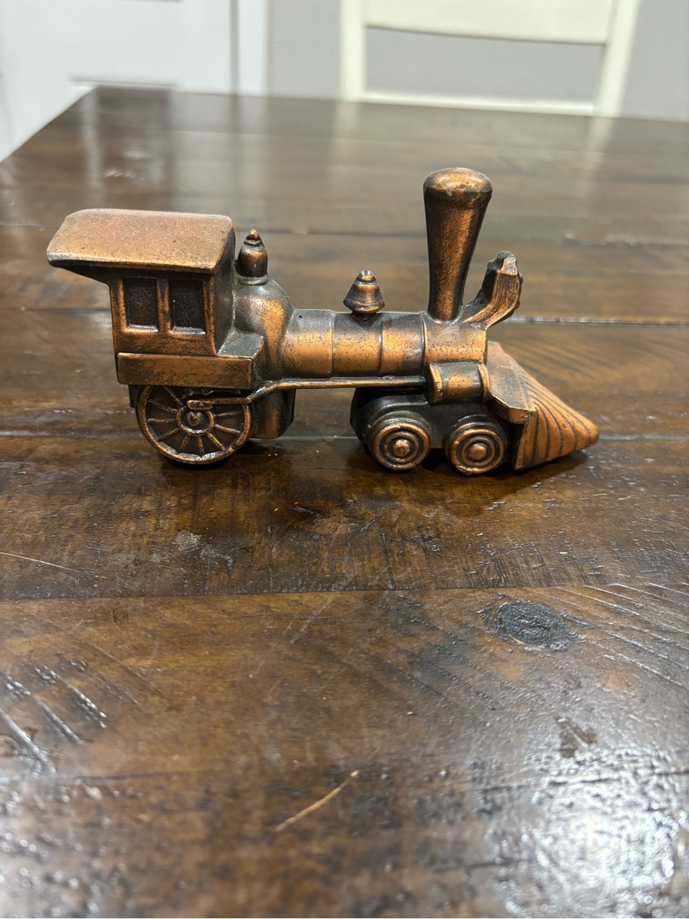 Source Unknown Copper-Tone Vintage Locomotive Train Figurine